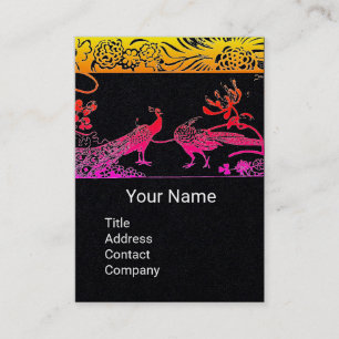 PINK WEDING LIEBE VÖGEL MONOGRAM Black Paper Visitenkarte