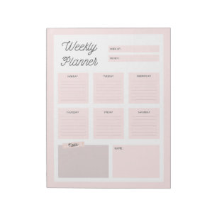 Pink Weekekly Planner Notepad Notizblock