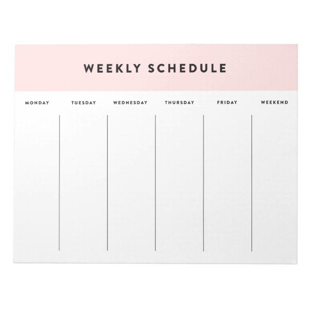 Pink Weekly Schedule Notizblock (Vorderseite)