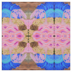 Pink Weeping Willow Tree Blue Sun Brown Waterfall Stoff