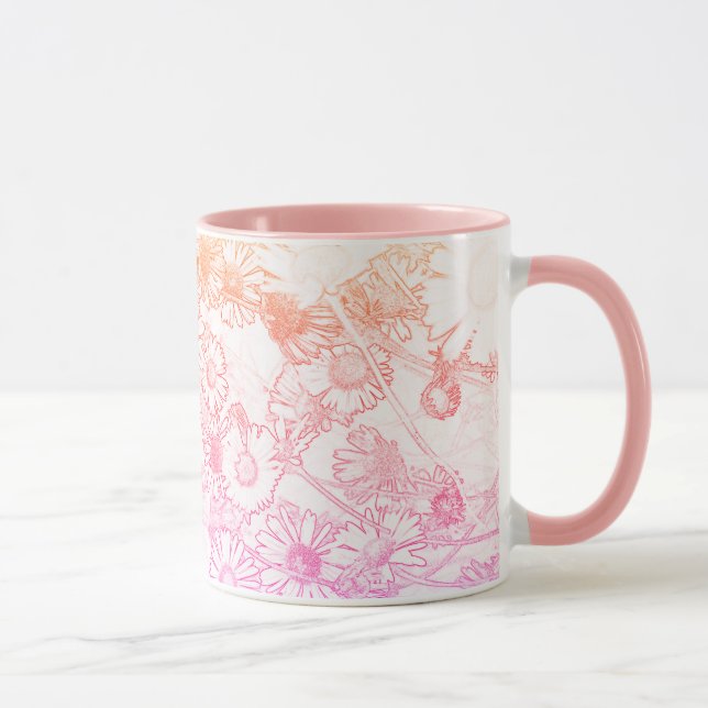 Pink-weiche Daisy-Muster Kaffeemaschine Tasse (Rechts)
