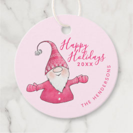 Pink Weihnachten Niedlich Gnome Custom Happy Holid Geschenkanhänger