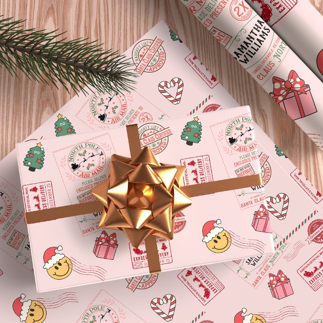 Pink Weihnachten Niedliche Personalisierte Baby Ki Geschenkpapier (Von Creator hochgeladen)
