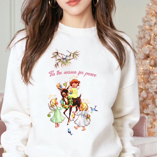 PINK WEIHNACHTEN Vintag Xmas Rentierfisch Angel Be Sweatshirt (Von Creator hochgeladen)