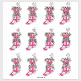 Pink Weihnachts Candy Canes Xmas Karierte Schachbr Aufkleber