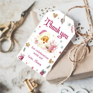 Pink Weihnachts-Cookie Geburtstagsparty Geschenkanhänger