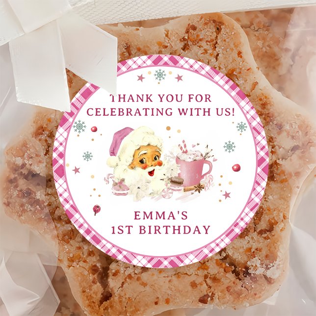 Pink Weihnachts-Cookie Geburtstagsparty Runder Aufkleber (Von Creator hochgeladen)