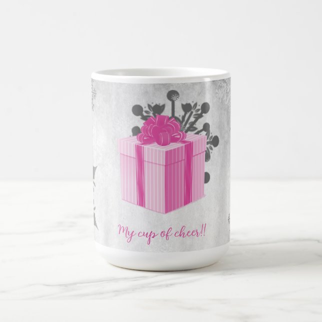 Pink Weihnachts-Geschenk Feiertag Tasse (Mittel)