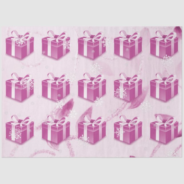 Pink Weihnachts Geschenkpapier Seidenpapier (Vorderseite)