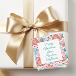 Pink Weihnachts-Lebkuchenhaeuser Geschenkenke Mitteilungskarte