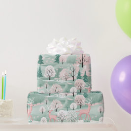 Pink Weihnachts-Rentier-Weihnachtswrapping Papier Geschenkpapier