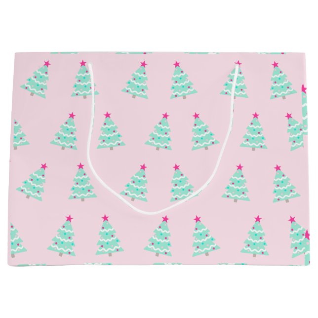 Pink Weihnachtsbaum Geschenktasche Große Geschenktüte (Vorderseite)