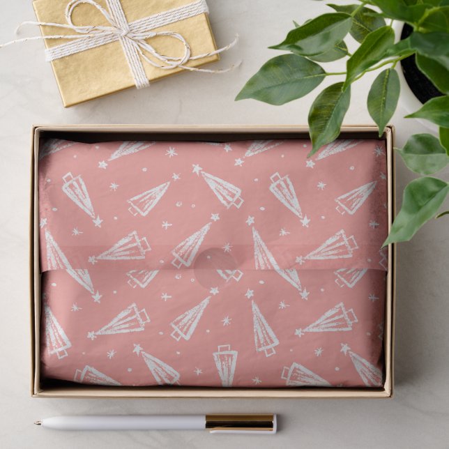 Pink Weihnachtsbaum Muster Gewebe Papier (Geschenk)