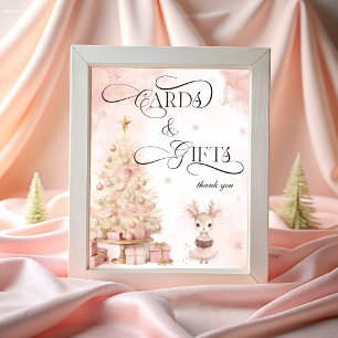 Pink Weihnachtsbaum und Baby Deer Cards und Gesche Poster