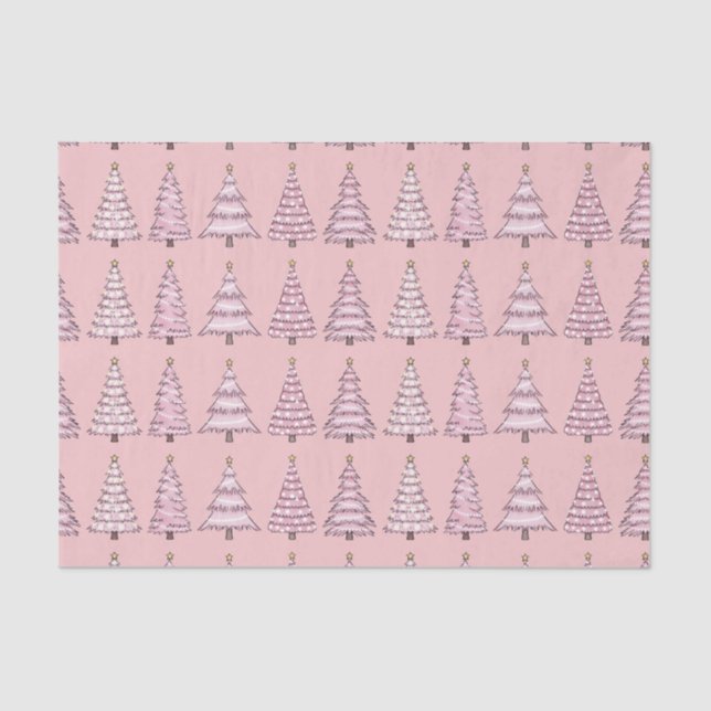 Pink Weihnachtsbaumgewebe Seidenpapier (Vorderseite)