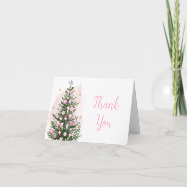 Pink Weihnachtsdusche Danke, Card Dankeskarte (Vorderseite)