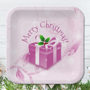 Pink Weihnachtsgeschenk Papiertafel Pappteller