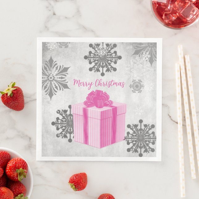 Pink Weihnachtsgeschenk Urlaubspapier Napkin Serviette (Beispiel)