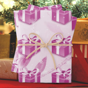 Pink Weihnachtsgeschenk Wrapping Paper Geschenkpapier Set