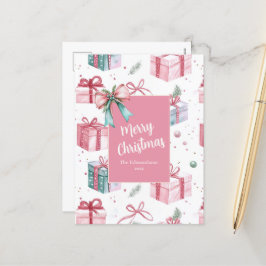 Pink Weihnachtsgeschenke Vintage Postkarte