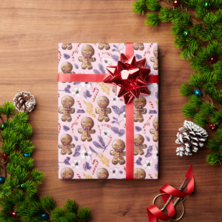 Pink Weihnachtsgingerbrot und Candy Canes Geschenkpapier