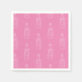 Pink Wein Champagner Flasche Muster Brautparty Serviette
