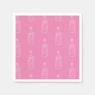 Pink Wein Champagner Flasche Muster Brautparty Serviette
