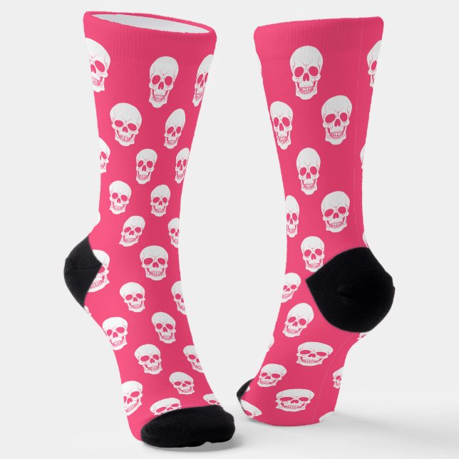 Pink-weiß-blaue Silhouette-Muster Halloween Socken (Gewinkelt)