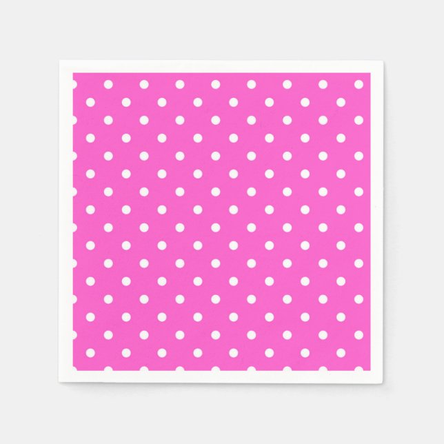 Pink-weiß Polka Punkt Glamour modern Serviette (Vorderseite)