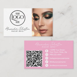 Pink Weiß & Schwarz Schrift Make-up Foto personali Visitenkarte