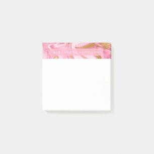 Pink, Weiß und Goldfolien-moderner Marmor Post-it Klebezettel