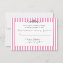 Pink, Weiß und Silberstreifen der Antwortkarte RSVP Karte