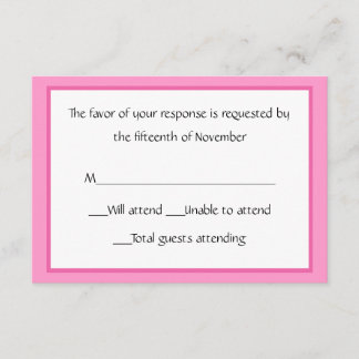 Pink-weiße Antwortkarte für alle Einsatzbereiche RSVP Karte