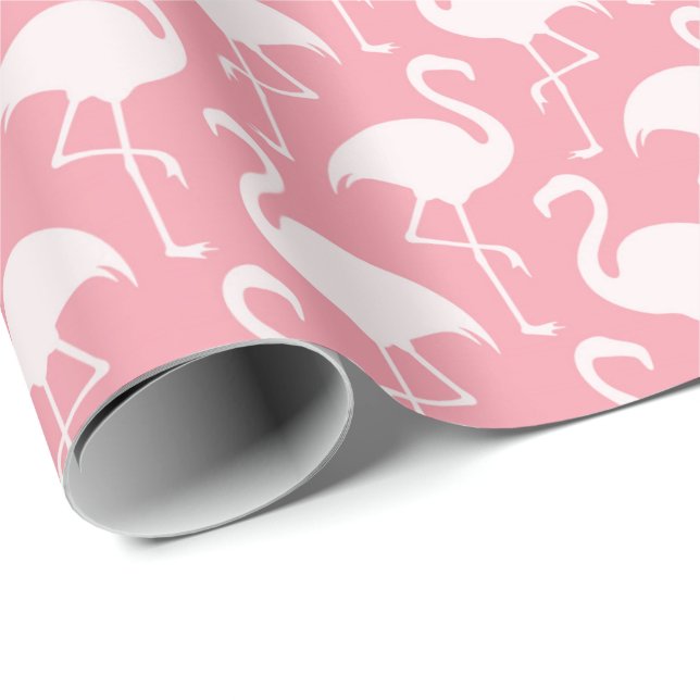 Pink-weiße Flamingo-Muster Packpapier (Rolleneckpunkt)