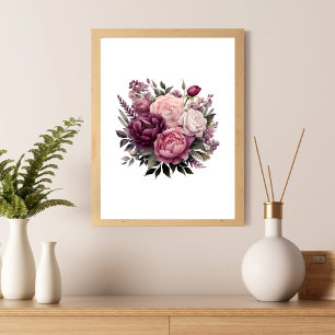 Pink Weiße Lila Rose Pfingstrosen Blumenblüten Poster