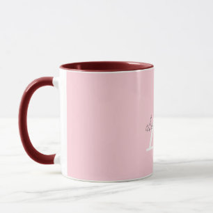Pink-weiße Monogramm mit Ihrem Namen Kaffee Tasse