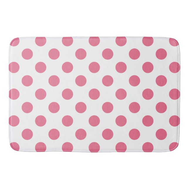 Pink-weiße Polka-Punkte Badematte (Vorderseite)