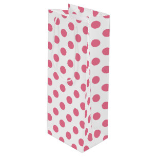 Pink-weiße Polka-Punkte Geschenktüte Für Weinflaschen
