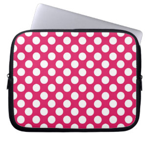 Pink-weiße Polka-Punkte Laptopschutzhülle