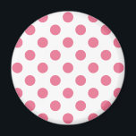 Pink-weiße Polka-Punkte Magnet<br><div class="desc">Pink-weiße Polka-Punkte</div>