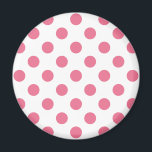 Pink-weiße Polka-Punkte Magnet<br><div class="desc">Pink-weiße Polka-Punkte</div>