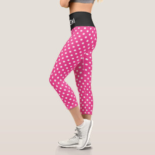 Pink-weiße Polka-Punkte-Muster Capri-Leggings  Capri Leggings