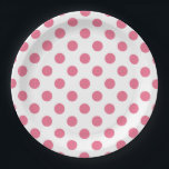 Pink-weiße Polka-Punkte Pappteller<br><div class="desc">Pink-weiße Polka-Punkte</div>
