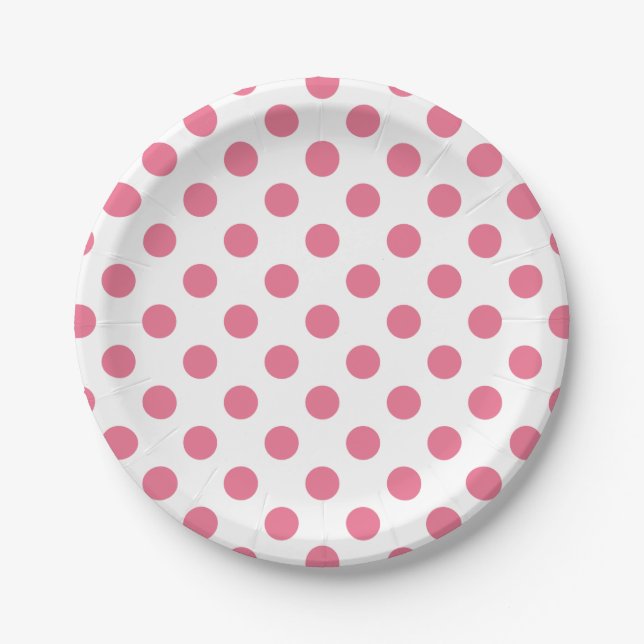 Pink-weiße Polka-Punkte Pappteller (Vorderseite)