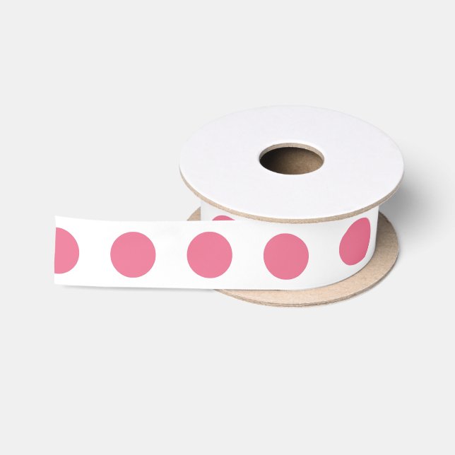 Pink-weiße Polka-Punkte Satinband (Spule)
