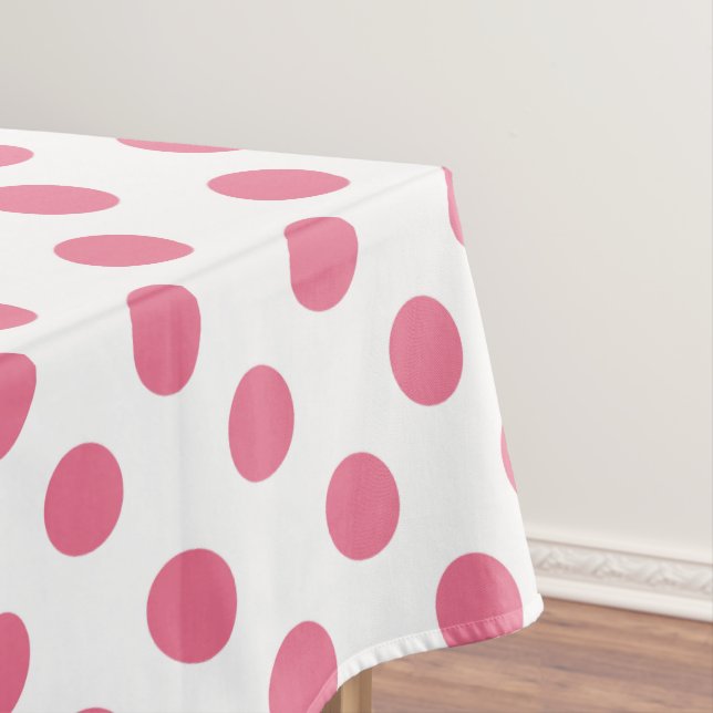 Pink-weiße Polka-Punkte Tischdecke (Beispiel)