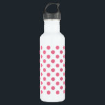 Pink-weiße Polka-Punkte Trinkflasche<br><div class="desc">Pink-weiße Polka-Punkte</div>