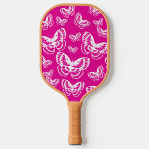 Pink-weiße Schmetterlinge Muster Pickleball Schläger