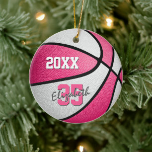 Pink-weiße Sportkuchen-Mémento-Basketball Keramik Ornament