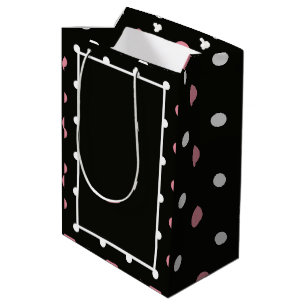 Pink-weiße und schwarze Polka-Punkte Mittlere Geschenktüte